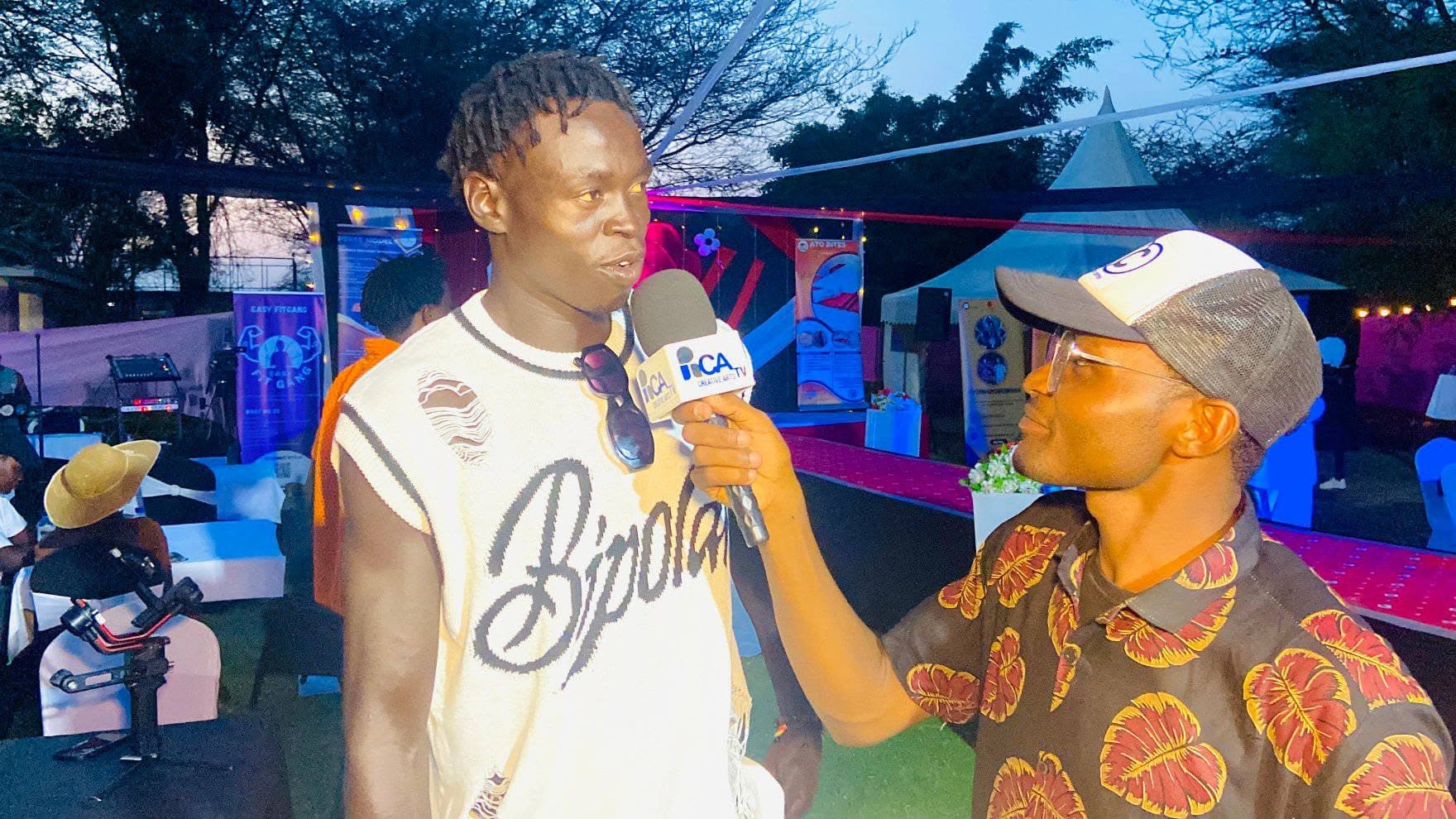 A reporter speaking with young people
